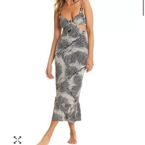 NWT Red Carter Black and White Palm Print Swim Coverup sz 6